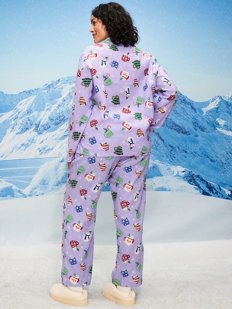 Printed Flannel Pajama Pant Set for Women