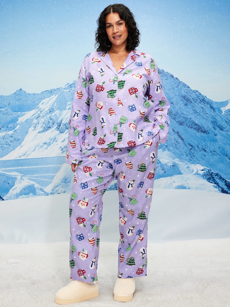 Printed Flannel Pajama Pant Set for Women