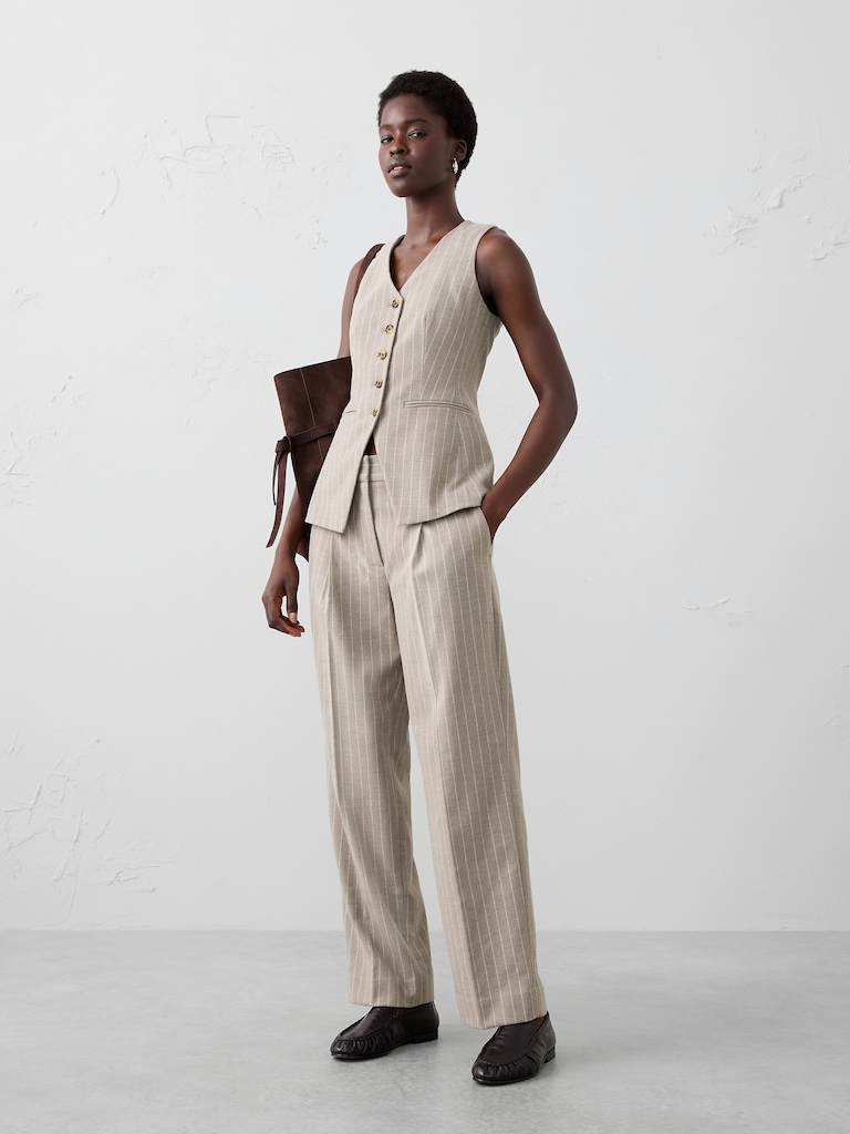 Straight High-Rise Pinstripe Trouser