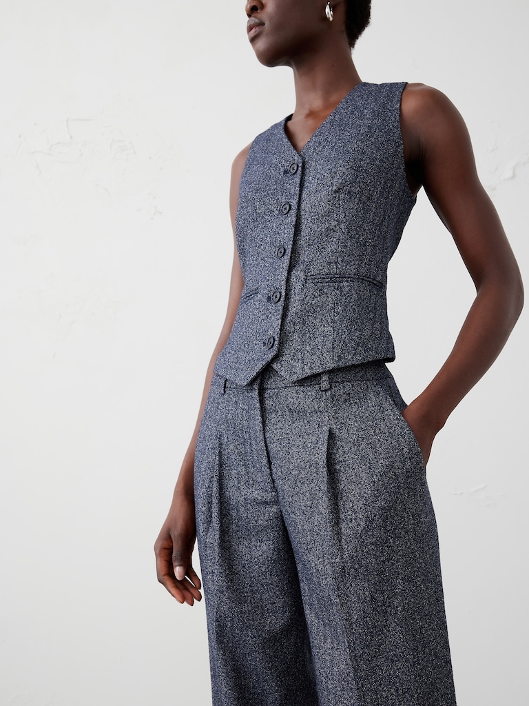 Straight High-Rise Herringbone Trouser