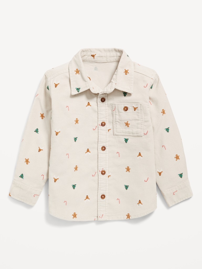 Long-Sleeve Corduroy Pocket Shirt for Toddler Boys