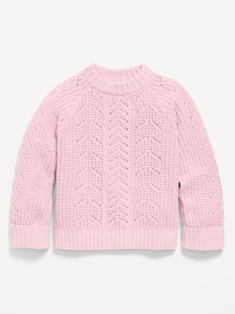 Long-Sleeve Pointelle Knit Sweater for Girls