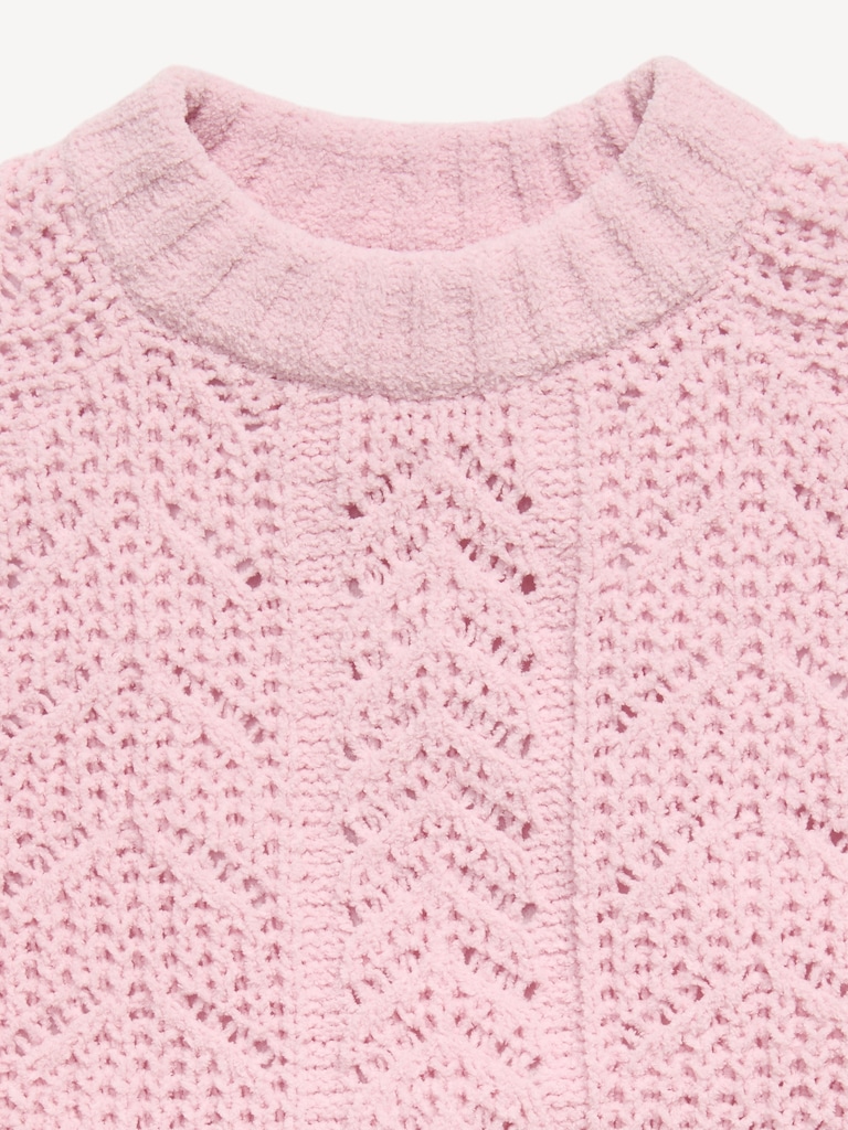 Long-Sleeve Pointelle Knit Sweater for Girls