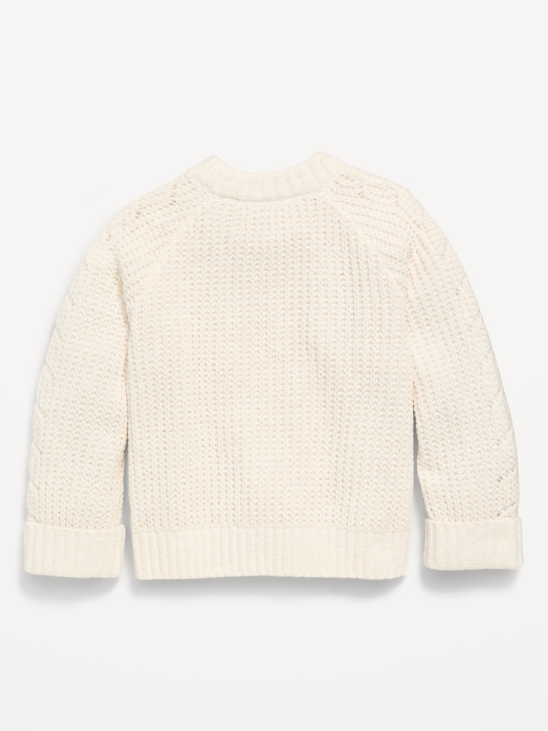 Long-Sleeve Pointelle Knit Sweater for Girls