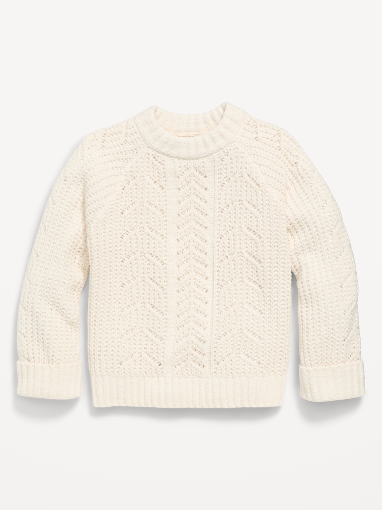 Long-Sleeve Pointelle Knit Sweater for Girls