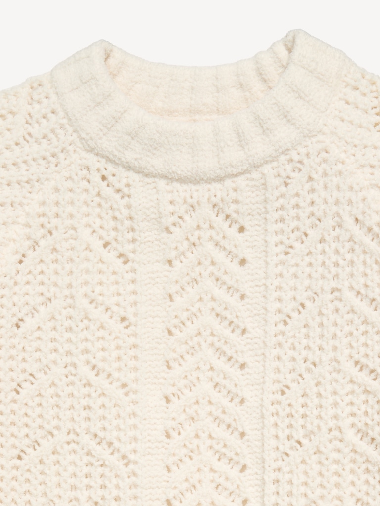 Long-Sleeve Pointelle Knit Sweater for Girls