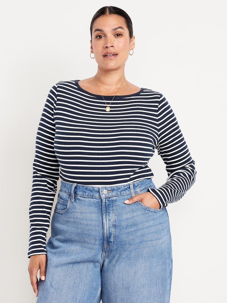 Snug Long-Sleeve Boatneck T-Shirt