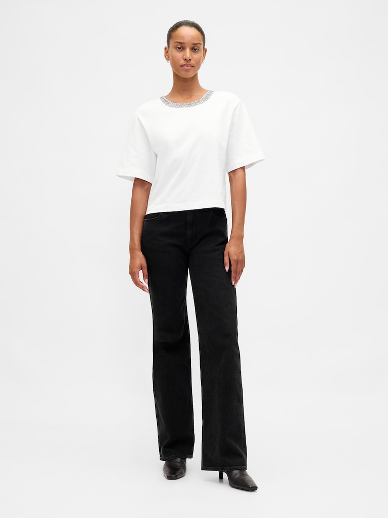 Heavyweight Jewel-Neck Crop T-Shirt