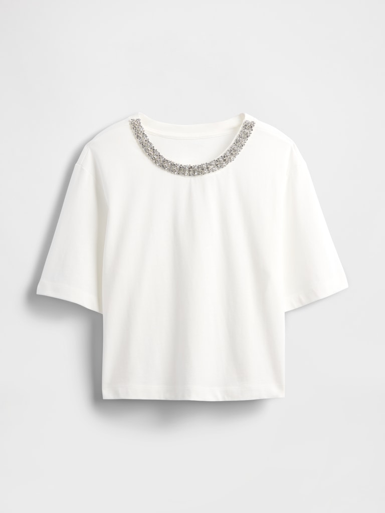 Heavyweight Jewel-Neck Crop T-Shirt