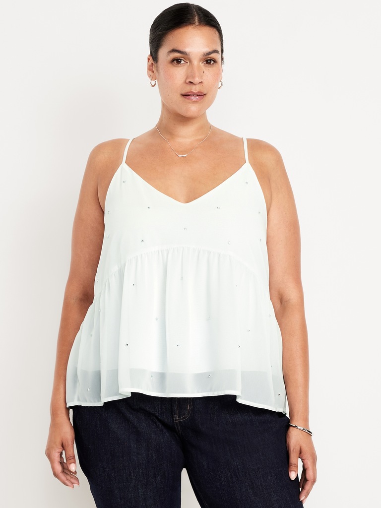 Embellished Cami Peplum Top