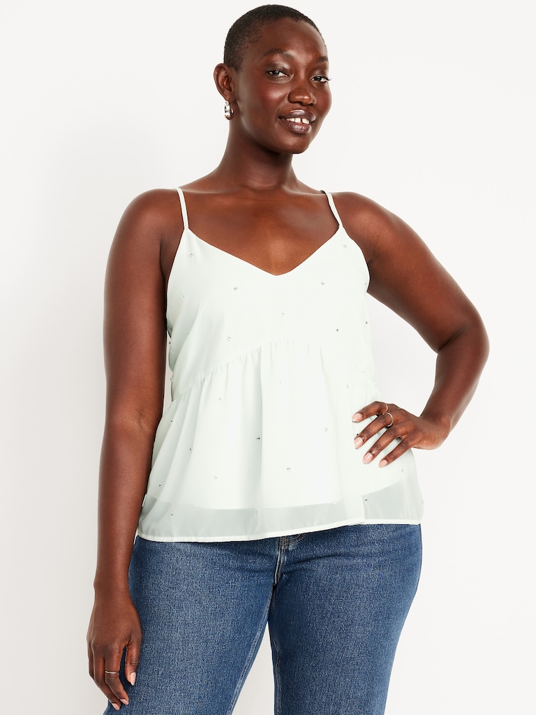 Embellished Cami Peplum Top