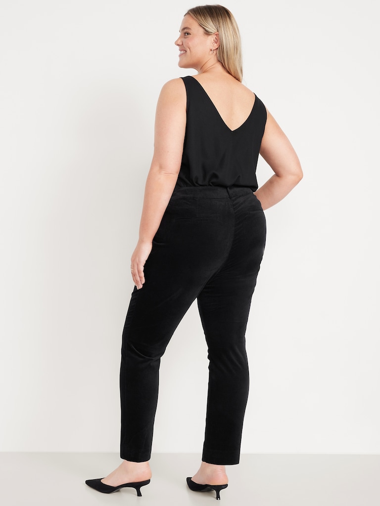 High-Waisted Velvet Pixie Skinny Ankle Pants