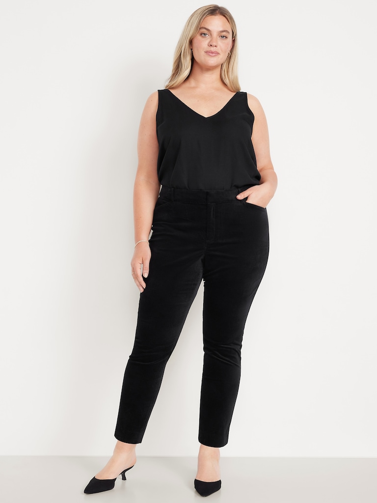 High-Waisted Velvet Pixie Skinny Ankle Pants