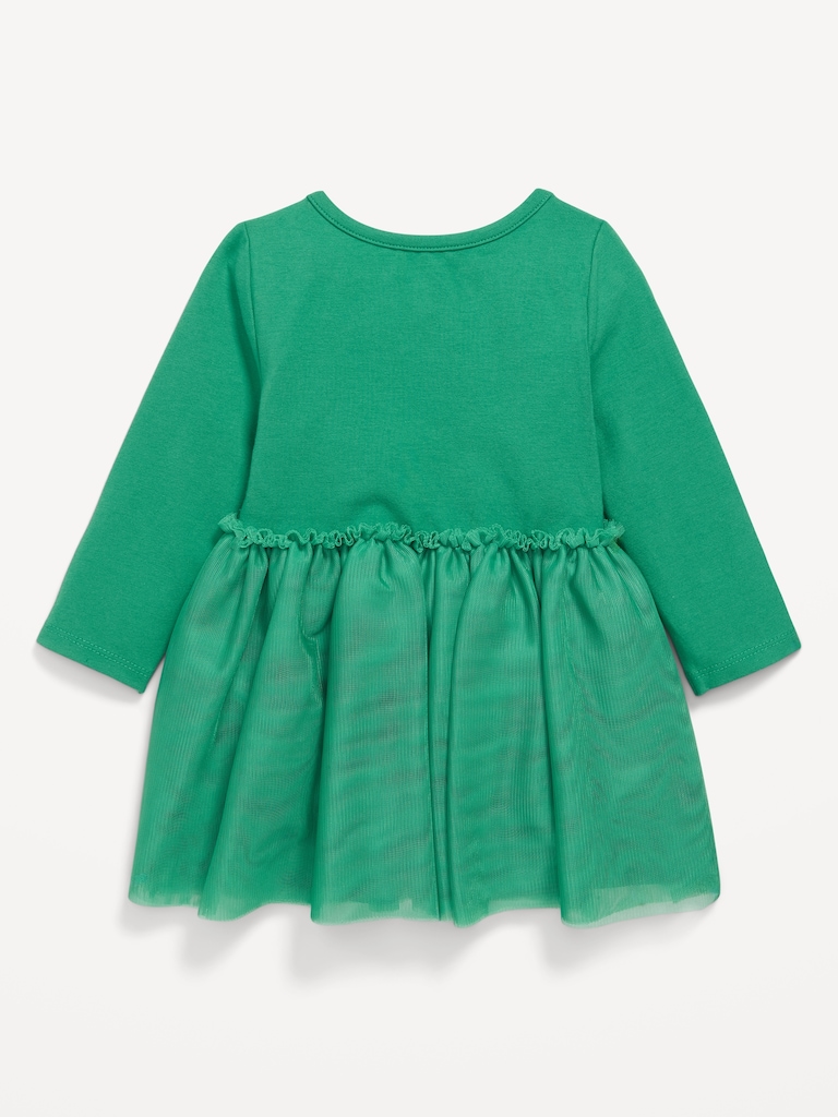 Long-Sleeve Fit and Flare Holiday Tutu Dress for Baby