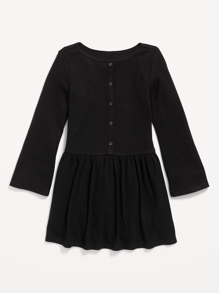 Long-Sleeve Button-Front Fit and Flare Dress for Girls
