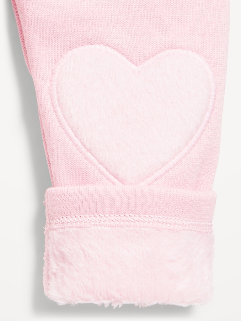 Cozy-Lined Heart-Patch Leggings for Baby
