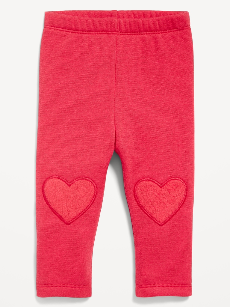 Cozy-Lined Heart-Patch Leggings for Baby