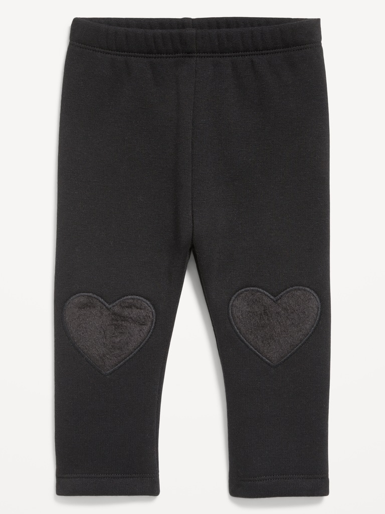 Cozy-Lined Heart-Patch Leggings for Baby