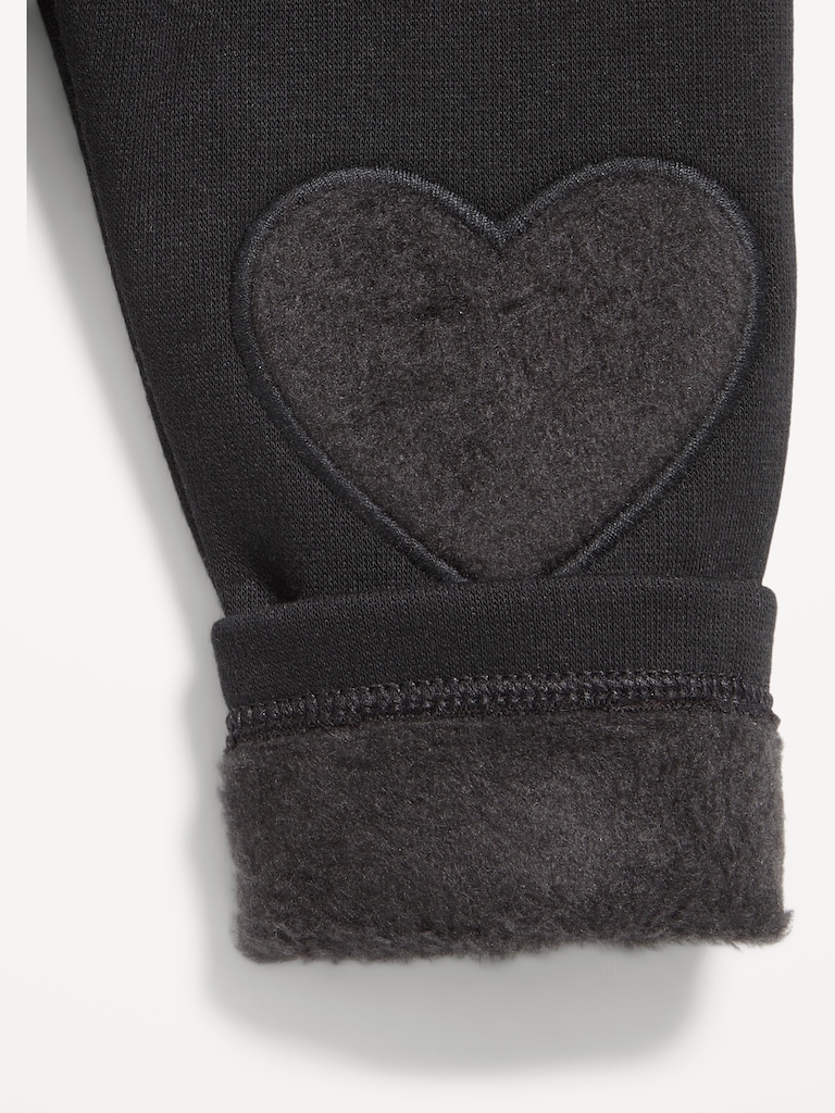 Cozy-Lined Heart-Patch Leggings for Baby