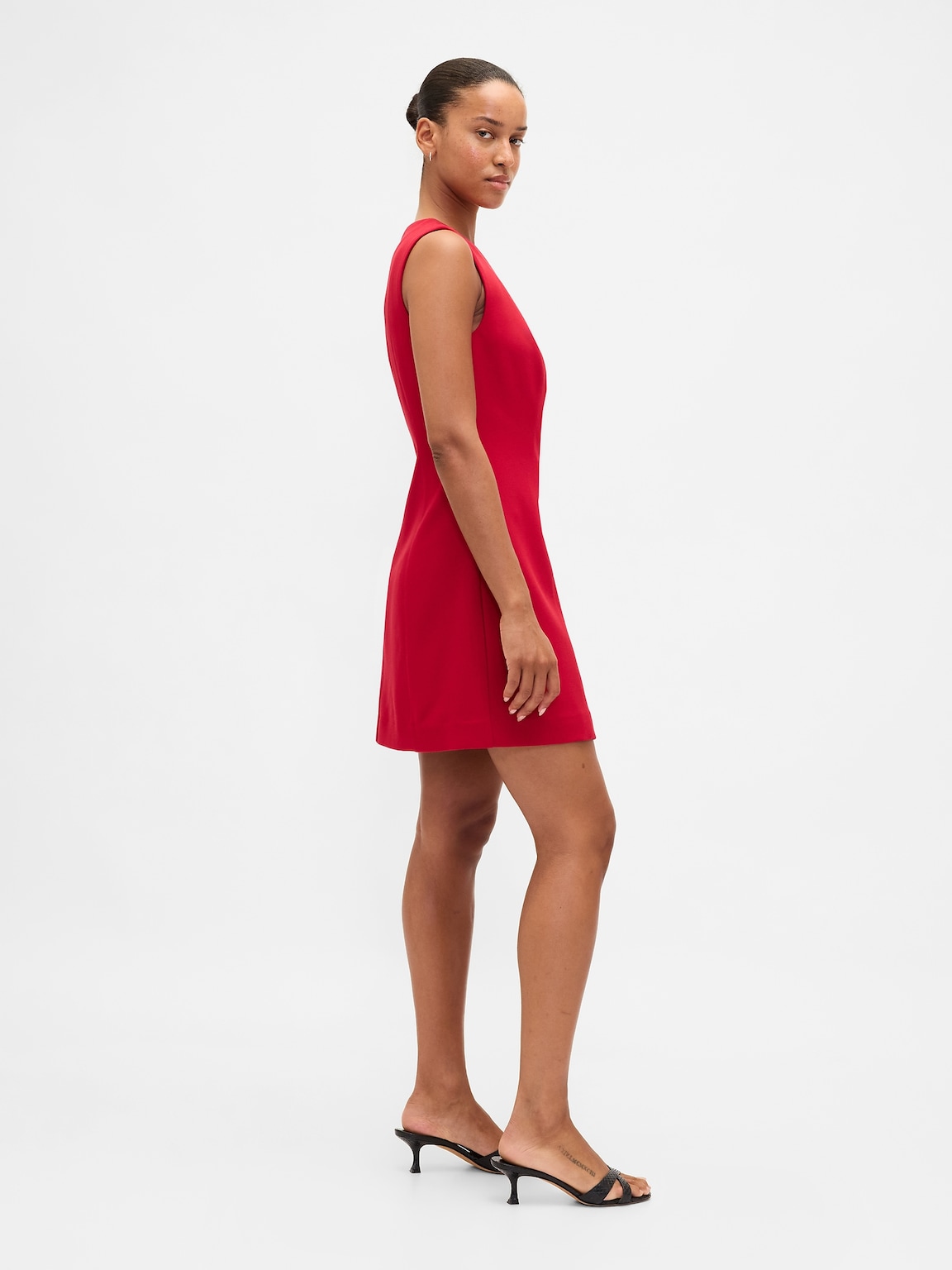 High-Neck Mini Shift Dress