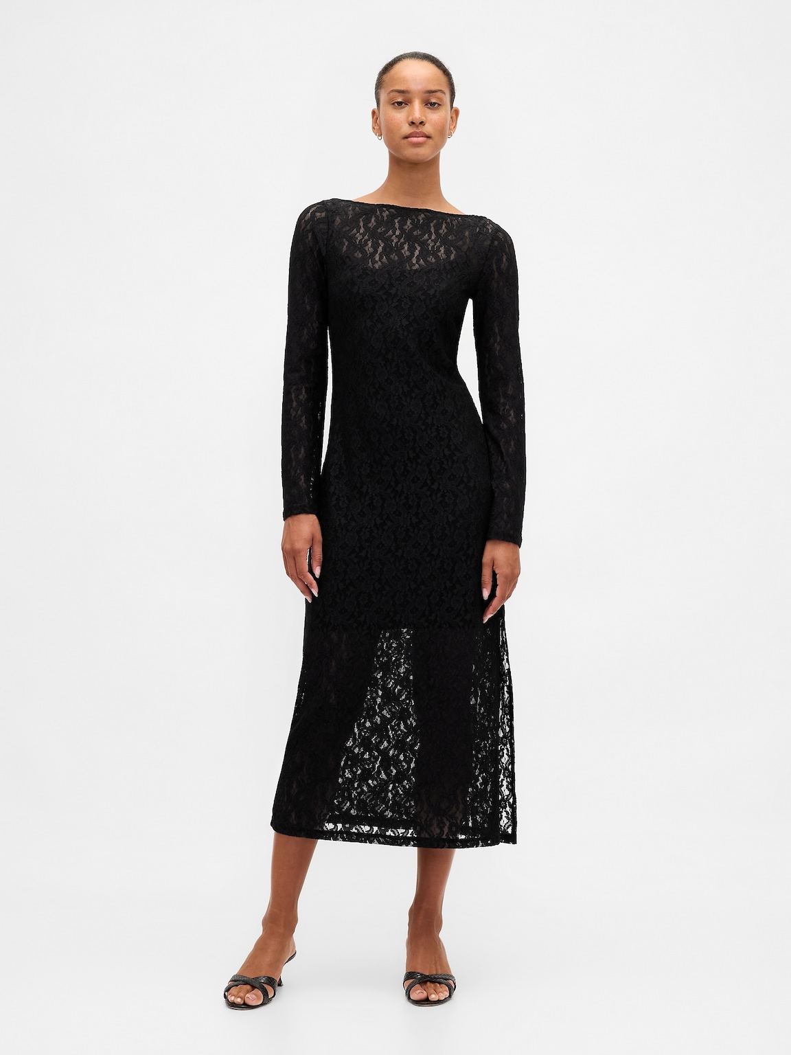 Lace Bell-Sleeve Maxi Dress