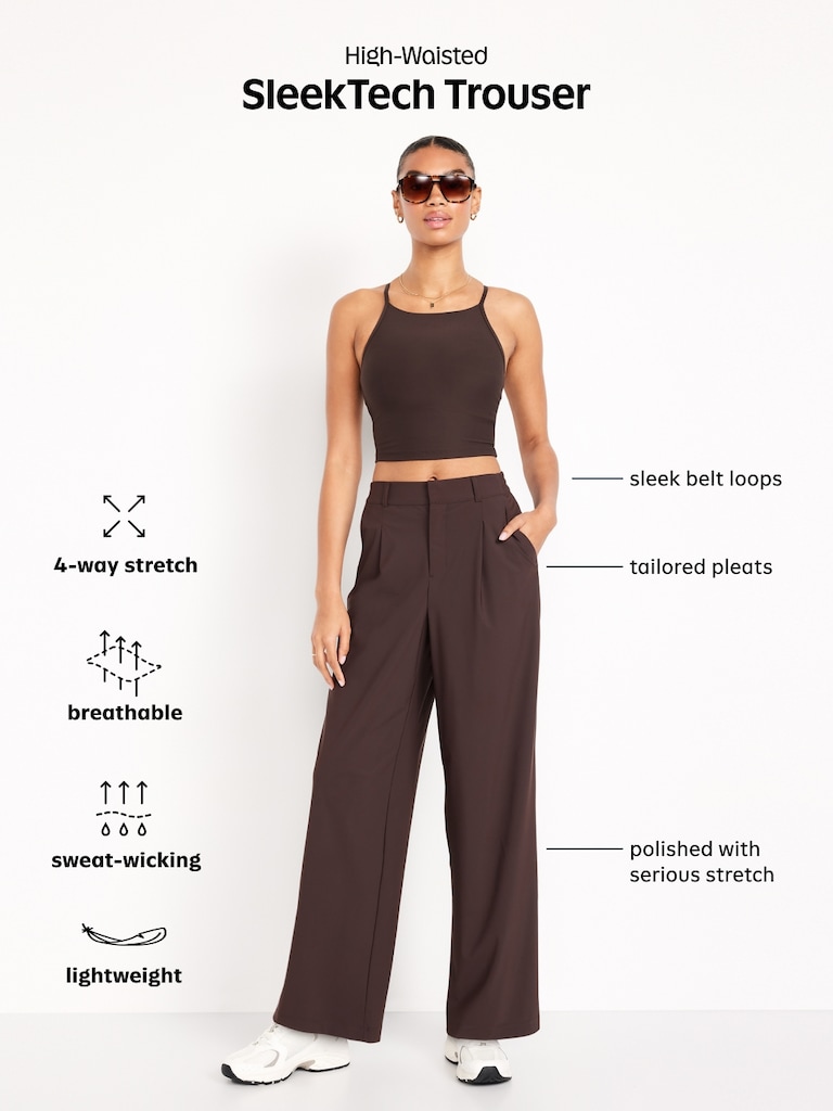 High-Waisted SleekTech Trouser Pants