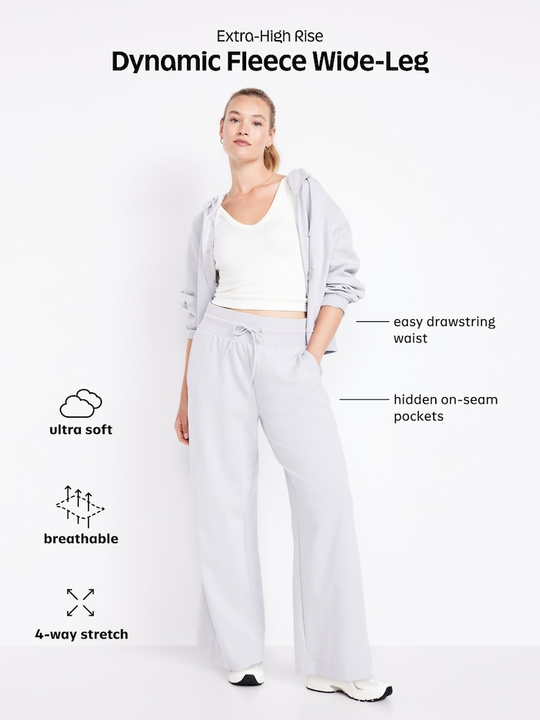Extra High-Waisted Dynamic Fleece Wide-Leg Sweatpants