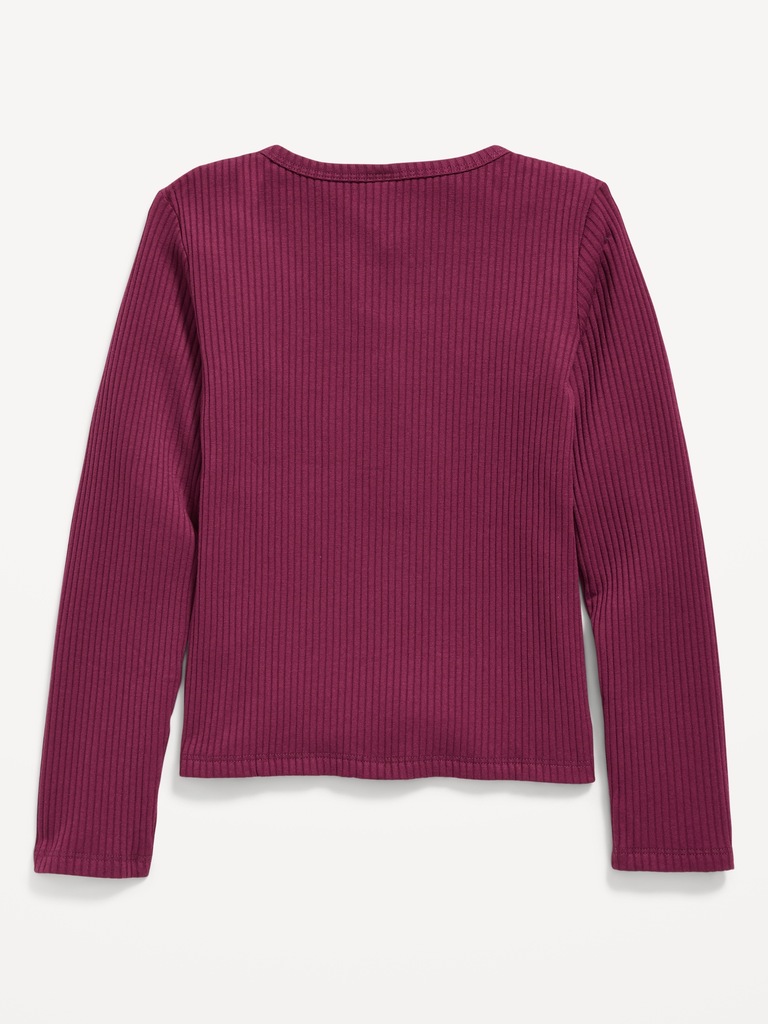 Long-Sleeve Fitted Ribbed Top for Girls