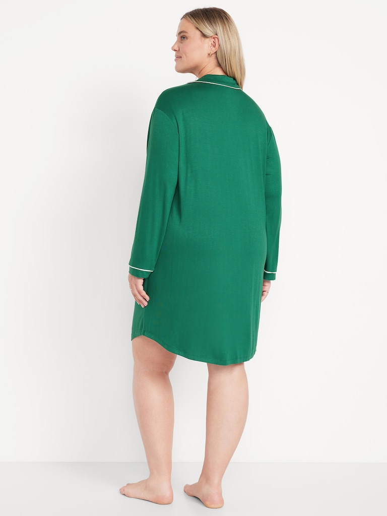 Long-Sleeve Knit Sleep Shirt