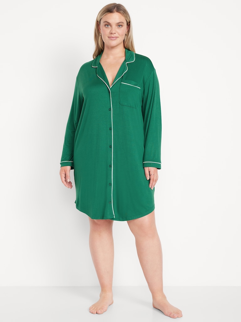 Long-Sleeve Knit Sleep Shirt