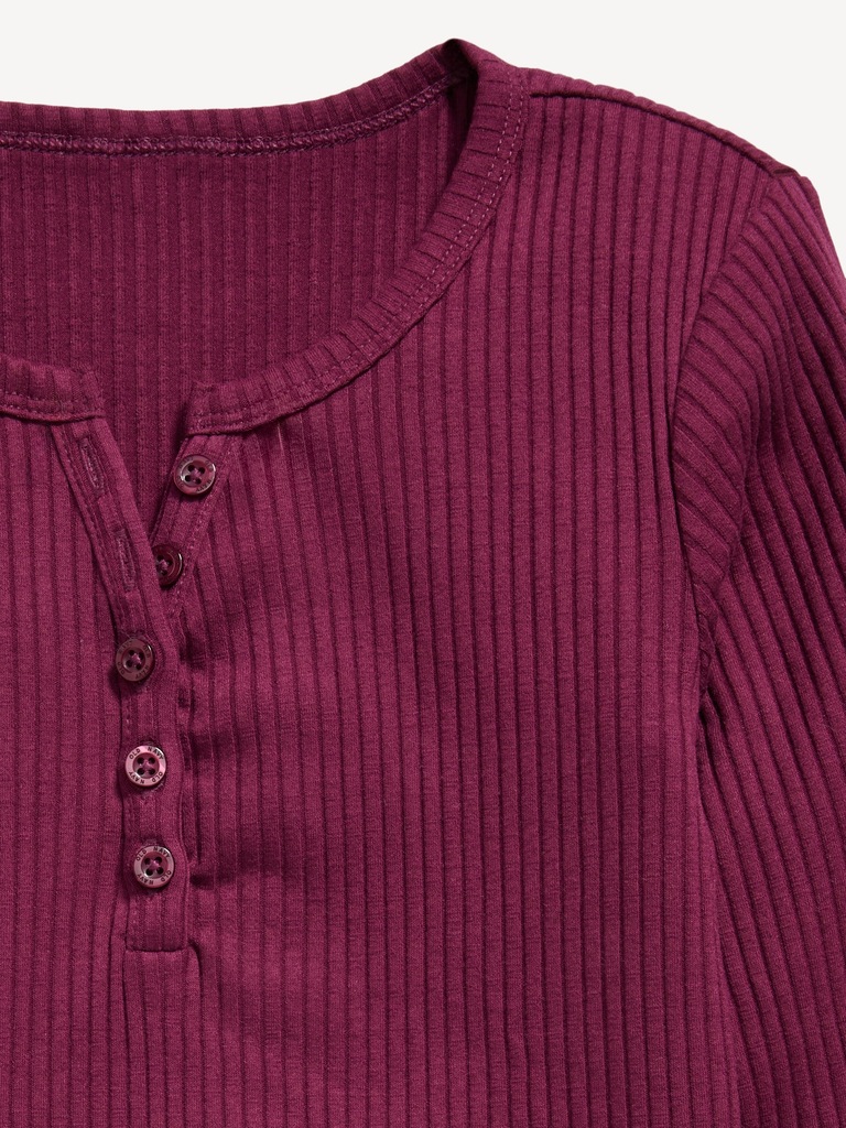 Long-Sleeve Fitted Ribbed Top for Girls