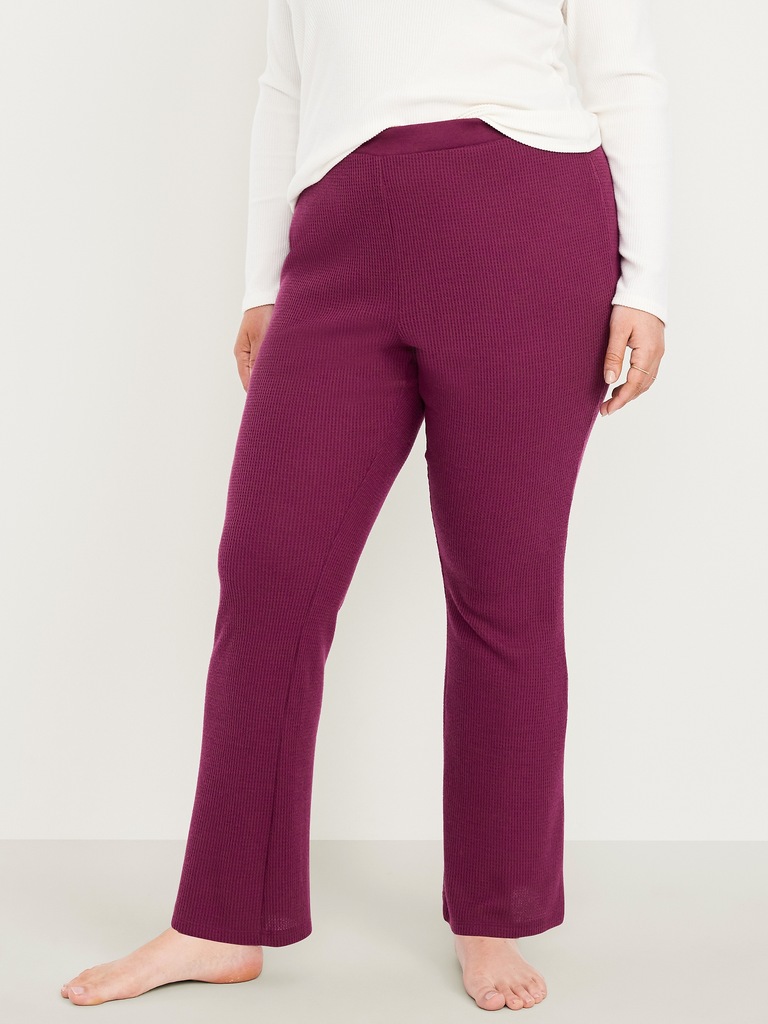 High-Waisted Cozy Waffle Flare Pants