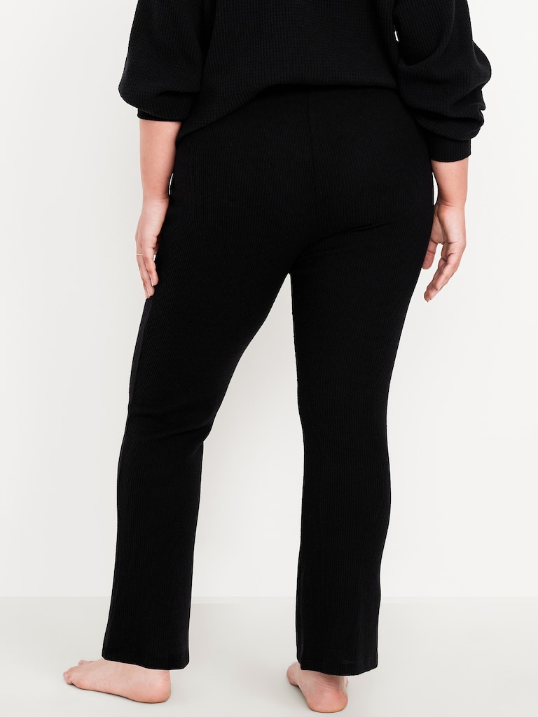 High-Waisted Cozy Waffle Flare Pants
