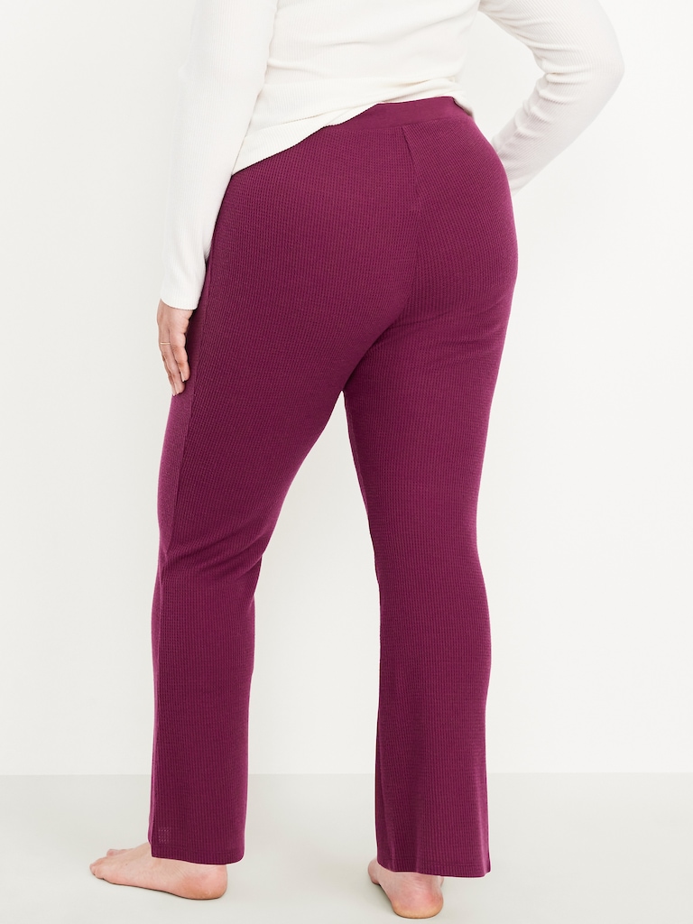 High-Waisted Cozy Waffle Flare Pants