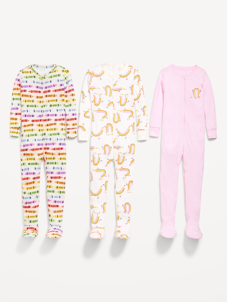 Snug-Fit 2-Way-Zip Pajama One-Piece 3-Pack for Toddler & Baby