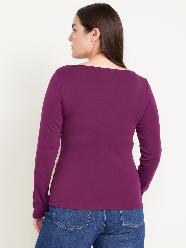 Snug Long-Sleeve Boatneck T-Shirt