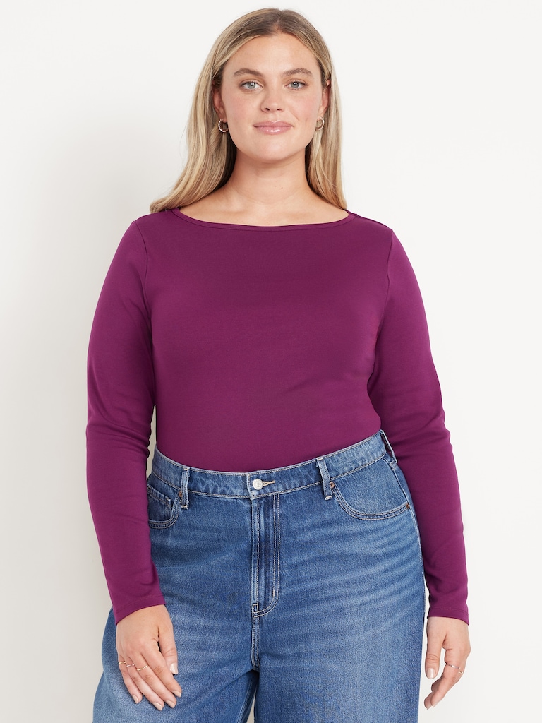 Snug Long-Sleeve Boatneck T-Shirt