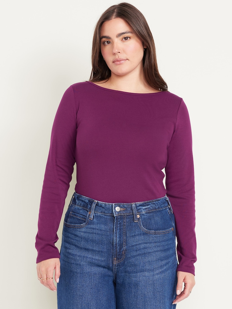 Snug Long-Sleeve Boatneck T-Shirt