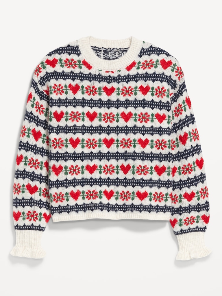 Loose Crew-Neck Wool-Blend Cropped Sweater