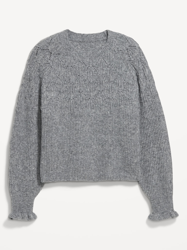 Loose Crew-Neck Cropped Sweater