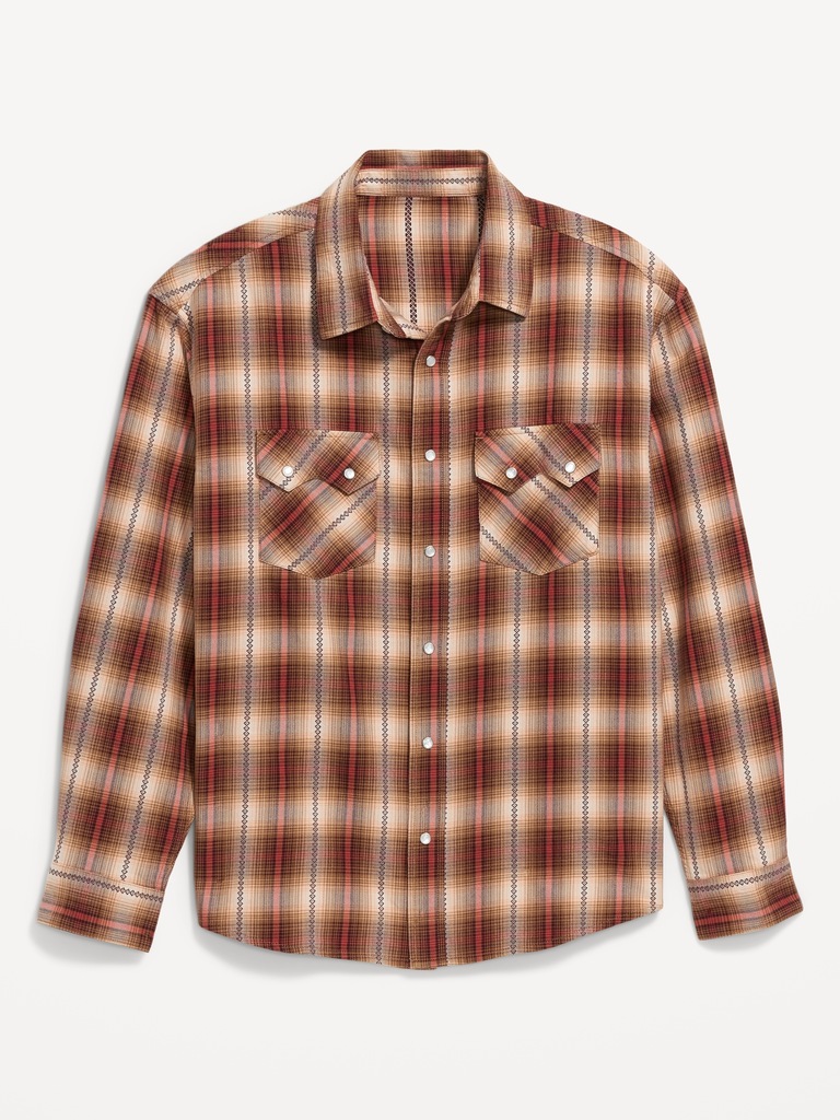 Textured Plaid Western Pocket Shirt