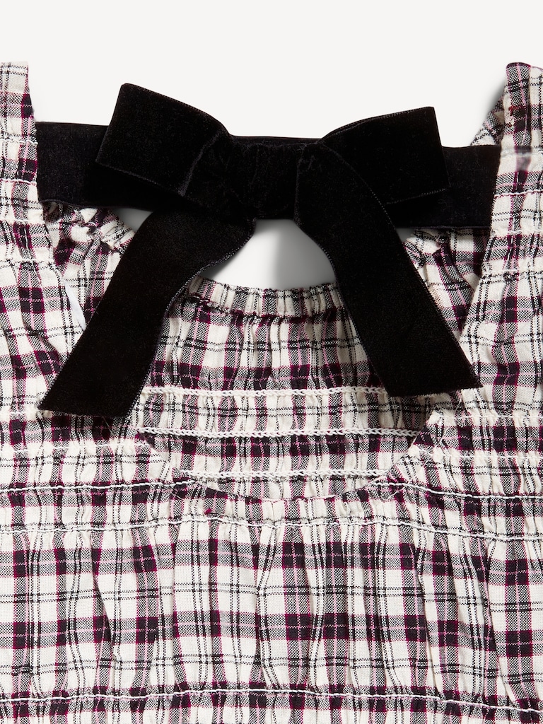 Short-Sleeve Plaid Smocked Top for Girls