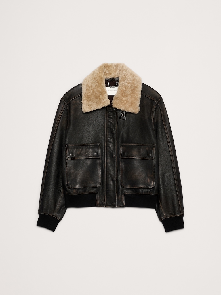 Distressed Leather Flight Jacket