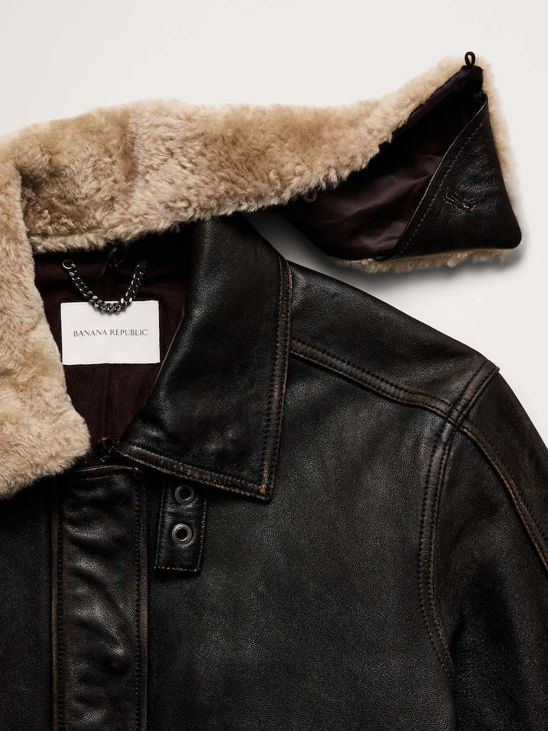 Distressed Leather Flight Jacket