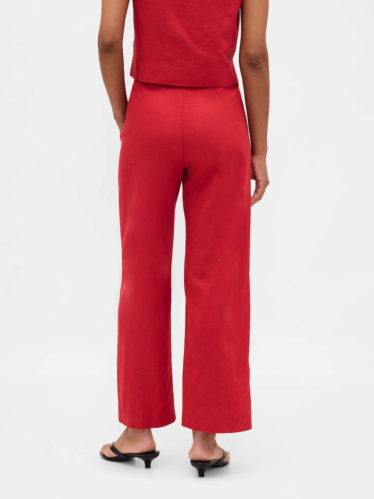 Linen-Blend Relaxed Straight Ankle Pants