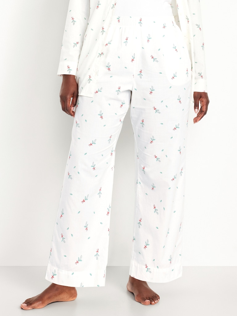 High-Waisted Poplin Pajama Pant