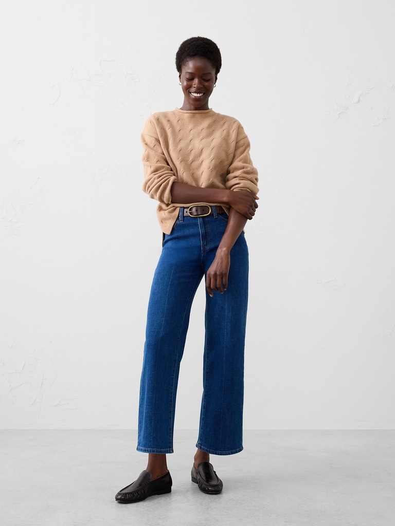 Cable Roll-Neck Sweater