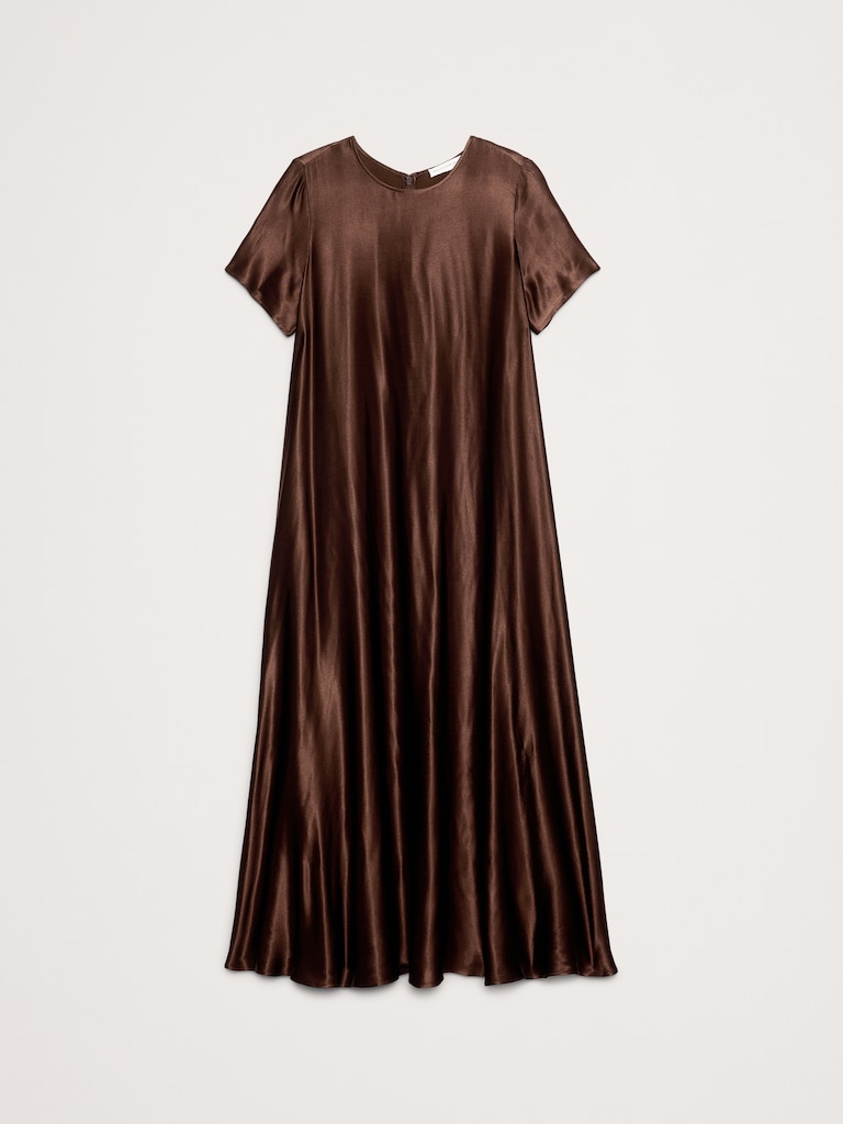 Italian Satin Trapeze Maxi Dress