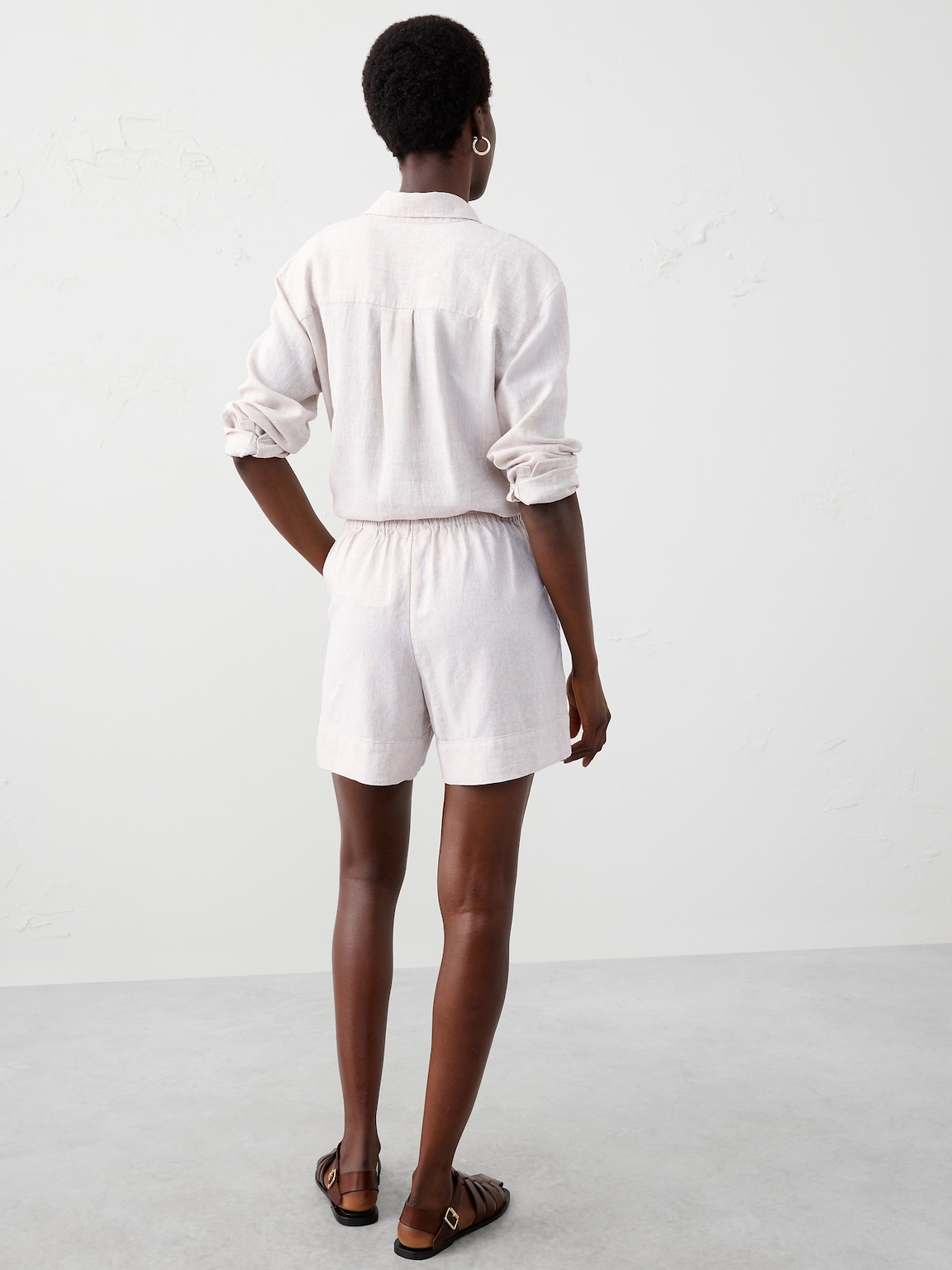 Linen-Blend High-Rise Pull-On Short