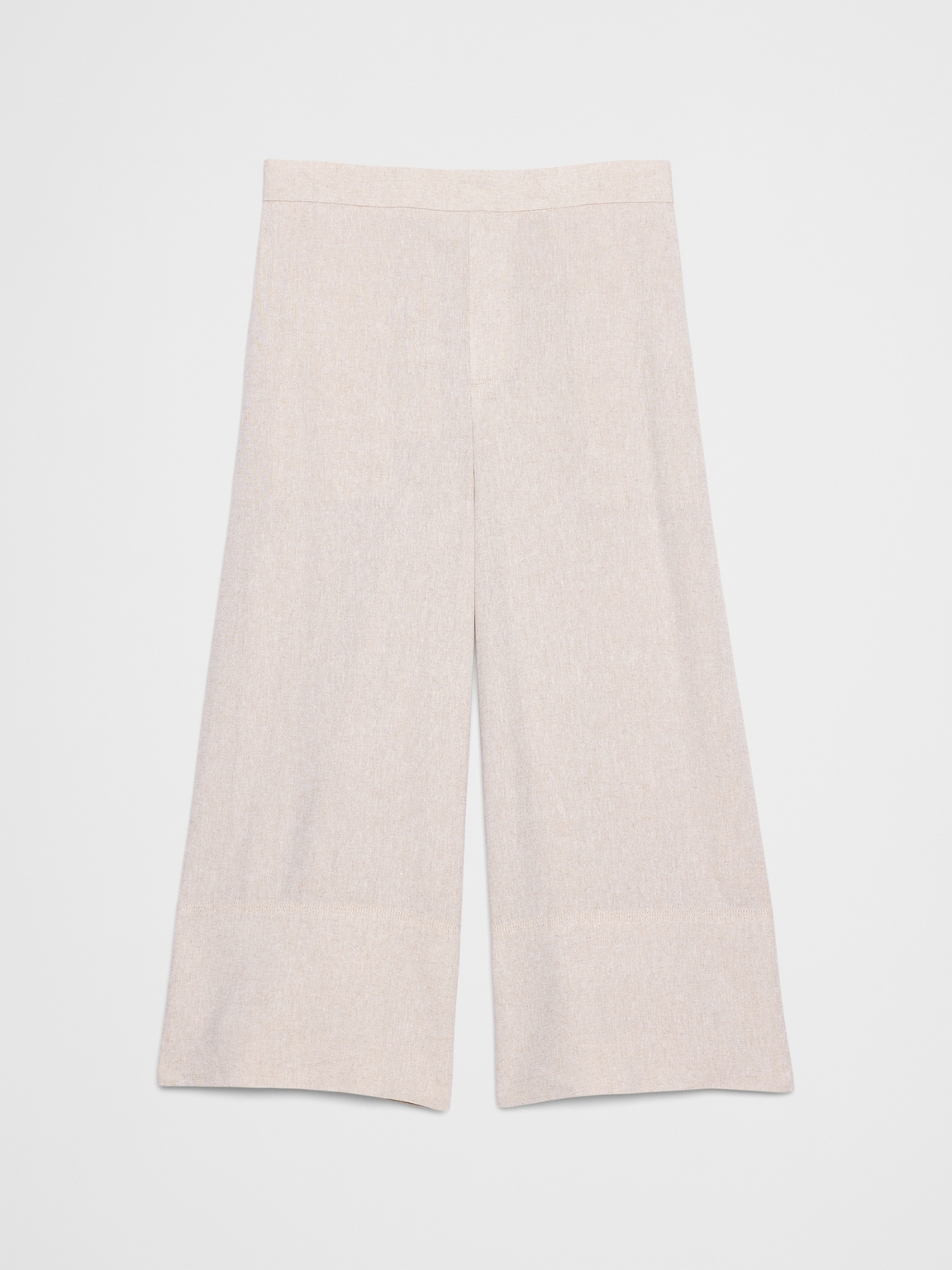 Wide-Leg High-Rise Linen-Blend Cropped Pull-On Pant